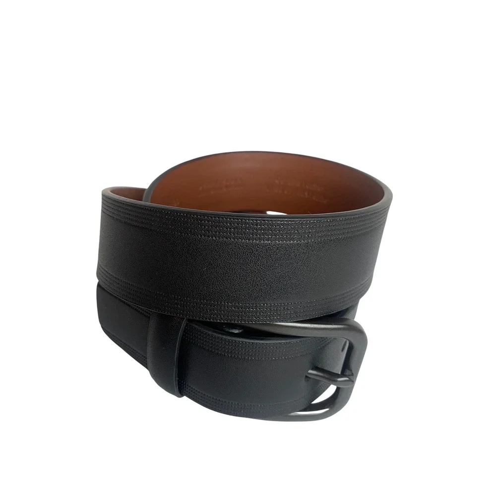 Perry Ellis Mens Black Genuine Leather‎ Dress Belt Gunmetal Buckle 36 1P75004